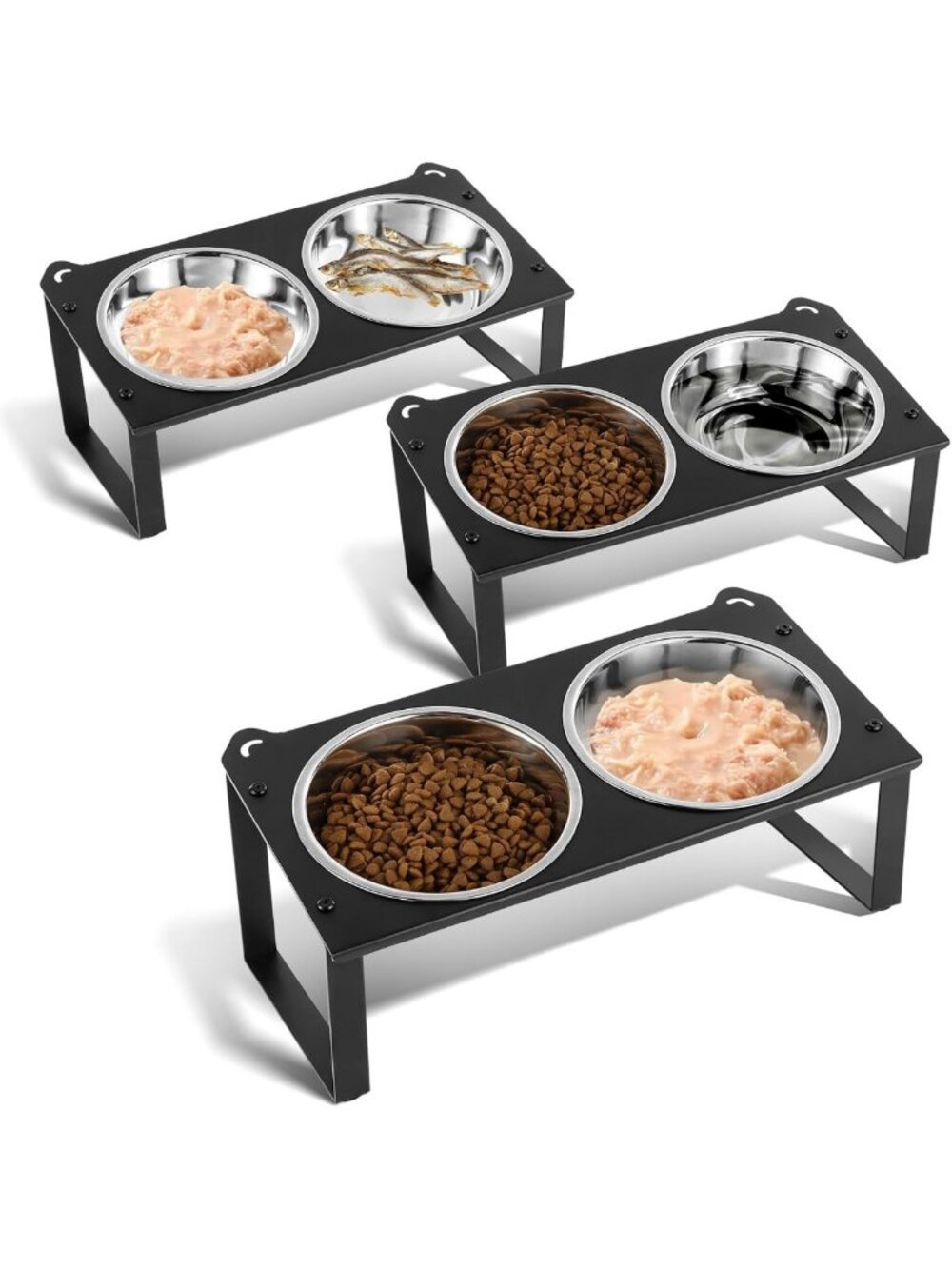 Elevated Cat Food & Water Bowls Set - 6 Stainless Steel Dishes, Anti-Vomiting